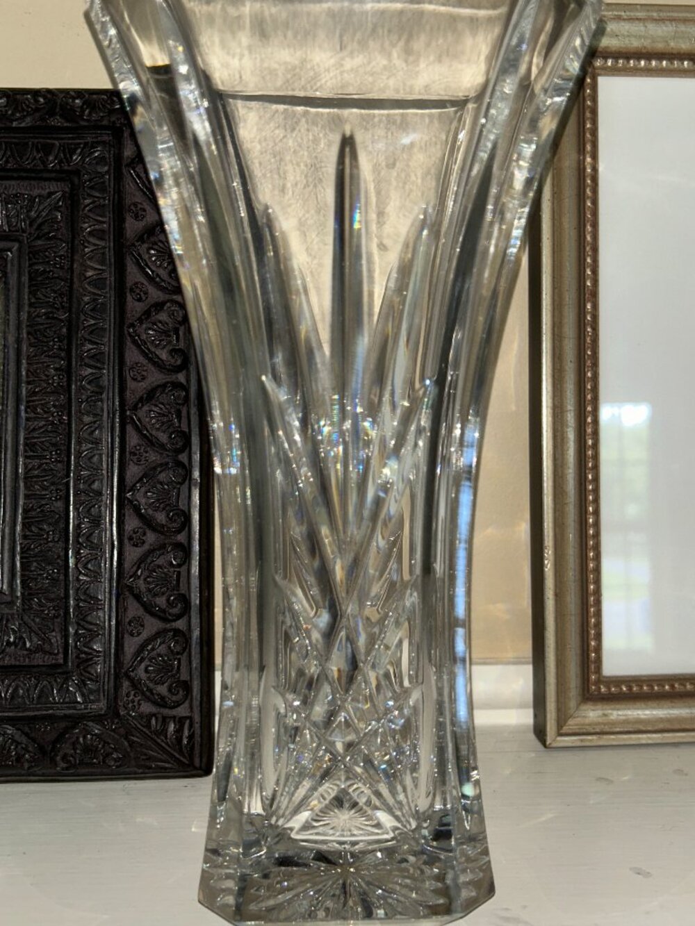 Waterford Crystal 10" Heavy Cut Crystal Flower Vase, Signed